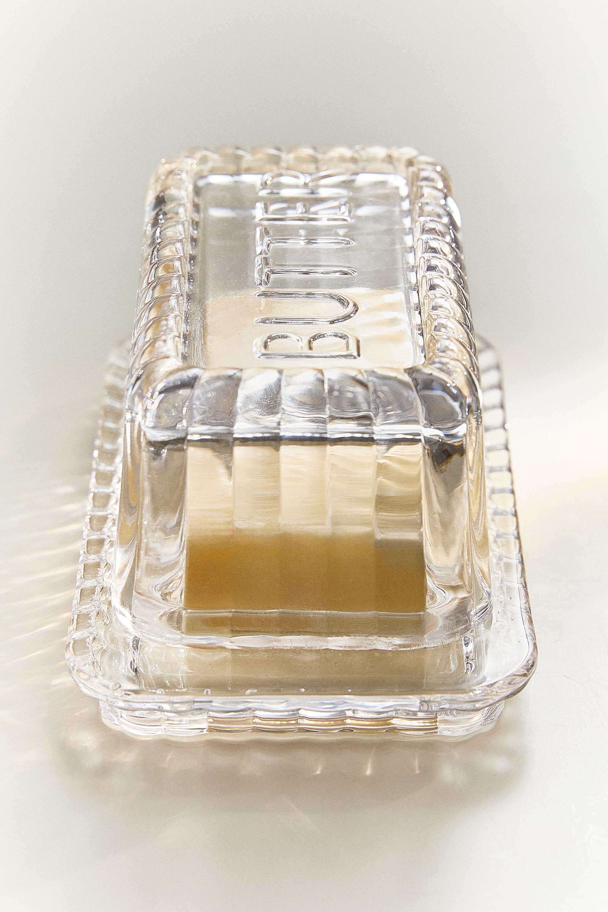 STRIPED GLASS BUTTER DISH